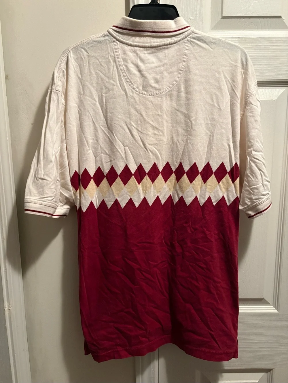Florida State Seminoles stitched patch Vintage Men size Large White Polo Shirt